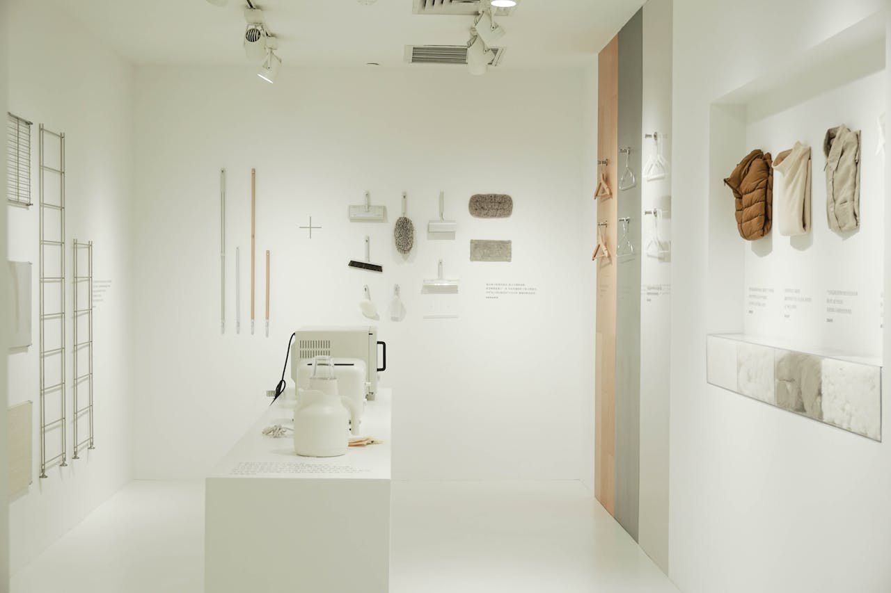 A bright, minimalist room showcasing contemporary white interior decor and design elements.